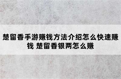 楚留香手游赚钱方法介绍怎么快速赚钱 楚留香银两怎么赚